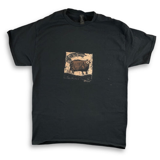 Faux Linocut Squirrel - Medium Bleach-Painted T-Shirt