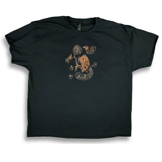 Romantic Rose Squirrel - 3XL Bleach-Painted T-Shirt