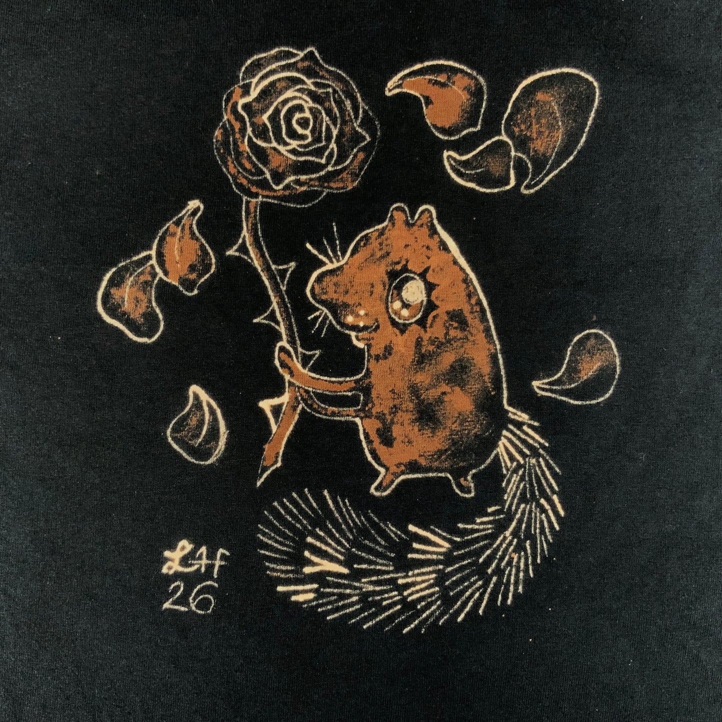 Romantic Rose Squirrel - 3XL Bleach-Painted T-Shirt
