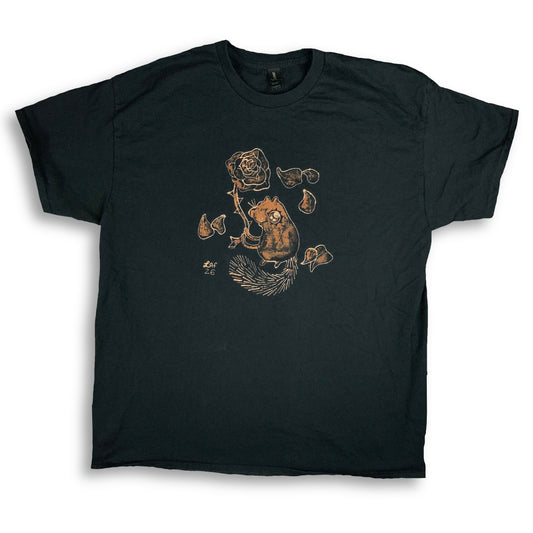 Romantic Rose Squirrel - XL Bleach-Painted T-Shirt