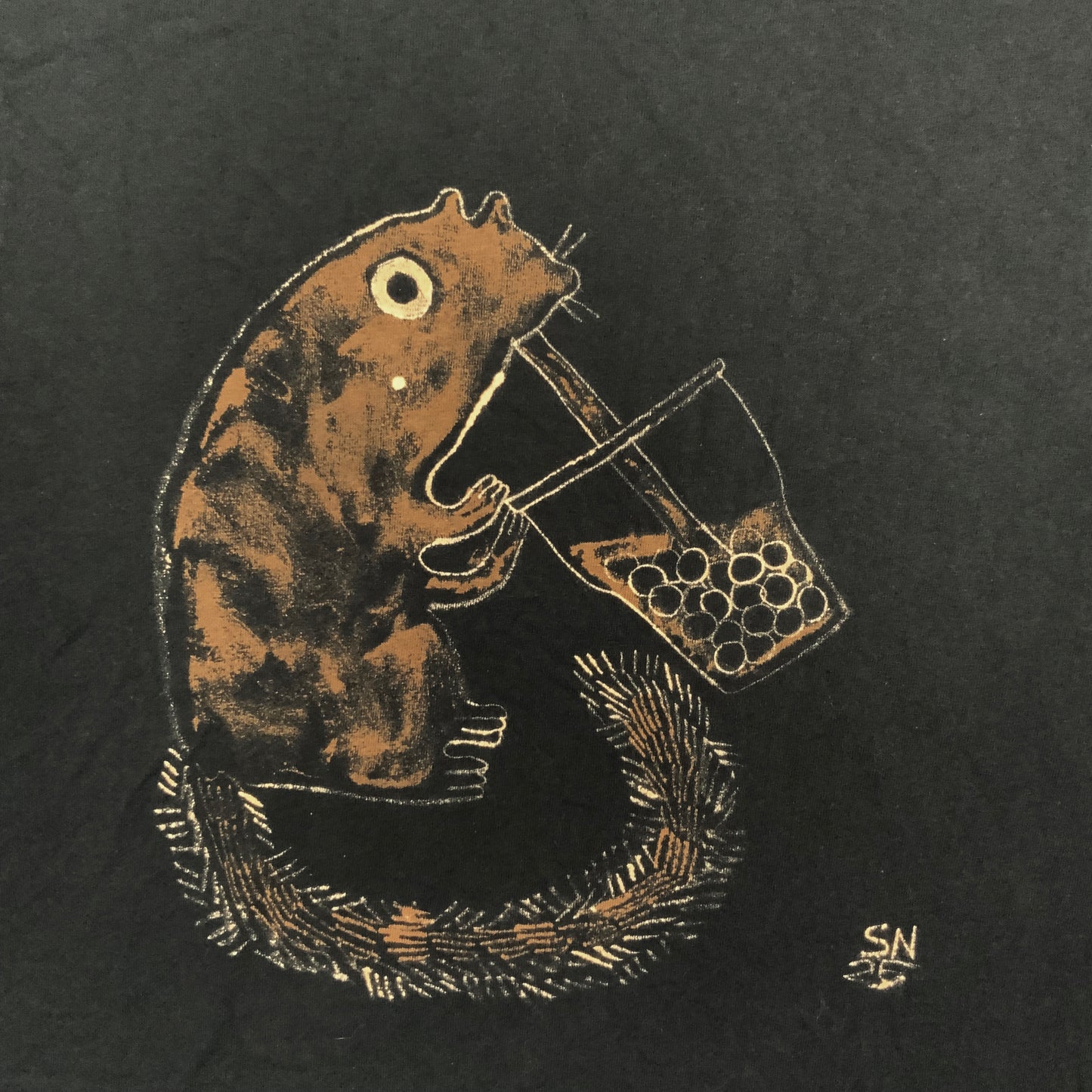 Boba Squirrel - 2XL Bleach-Painted T-Shirt