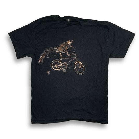 Bicycle Squirrel - Medium Bleach-Painted T-Shirt