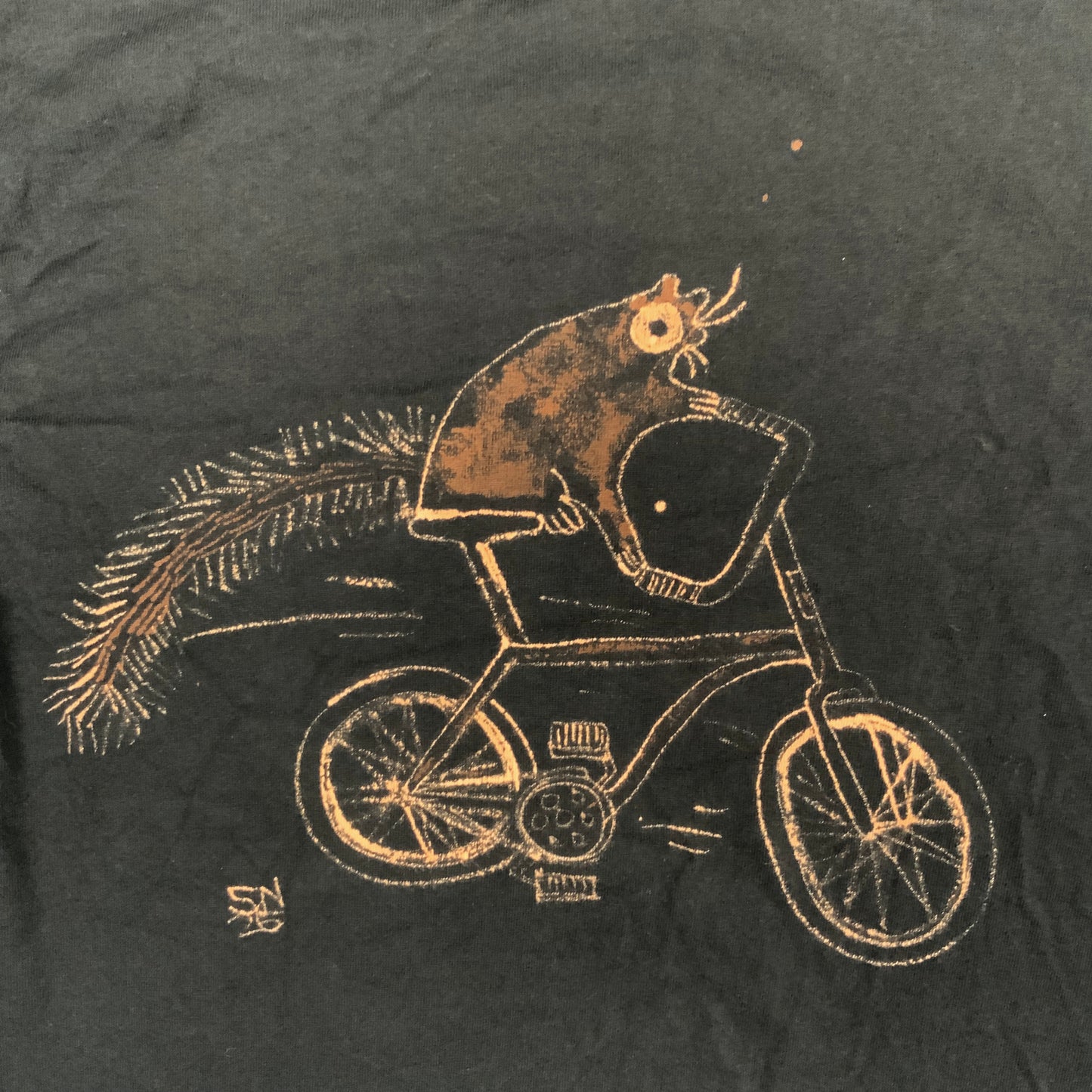 Bicycle Squirrel - Medium Bleach-Painted T-Shirt