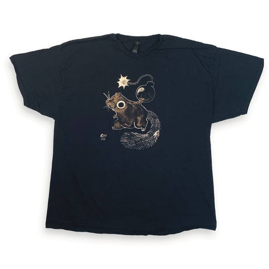 Squirrel Holding A Bomb - 3XL Bleach-Painted T-Shirt