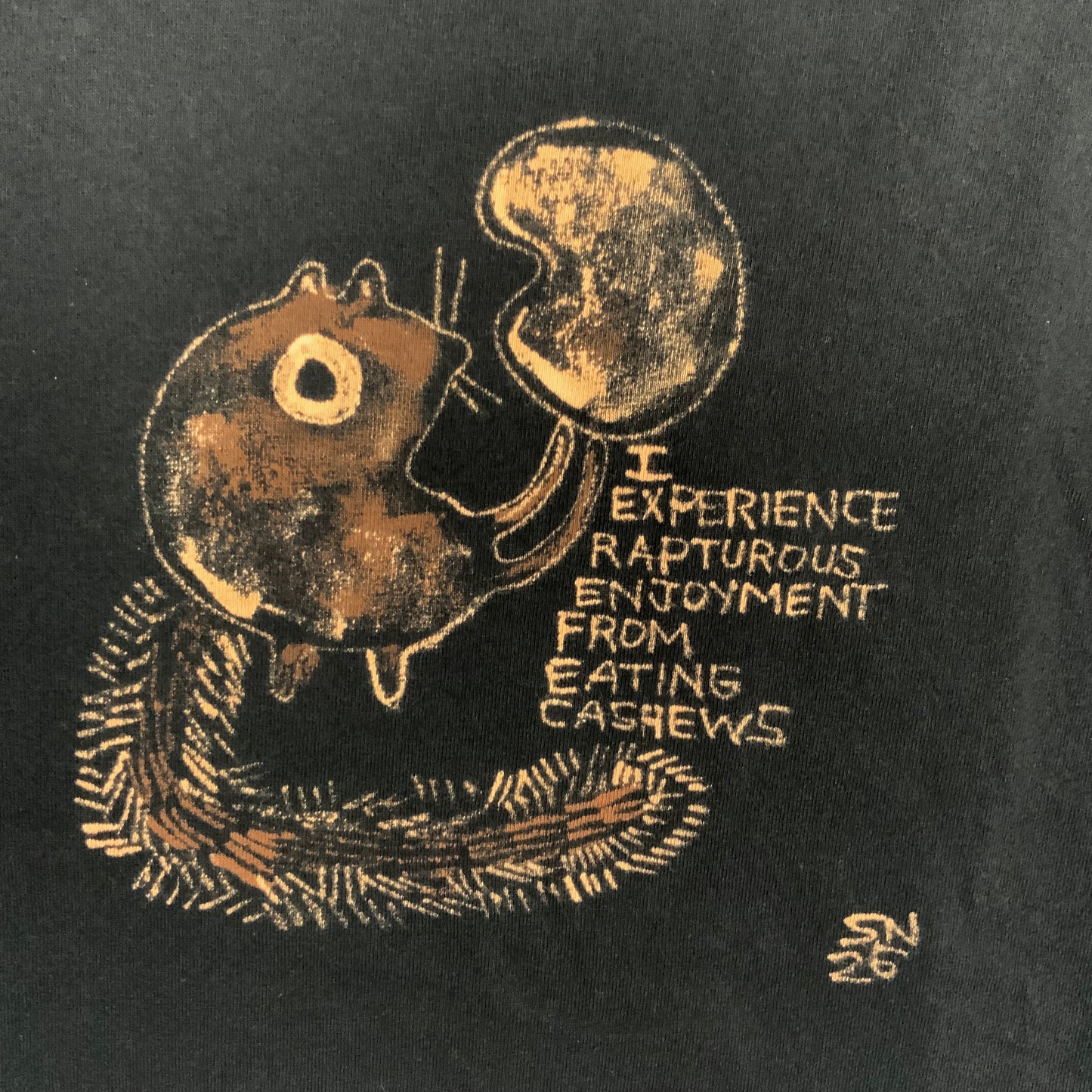 I Experience Rapturous Enjoyment From Eating Cashews - Medium Bleach-Painted T-Shirt