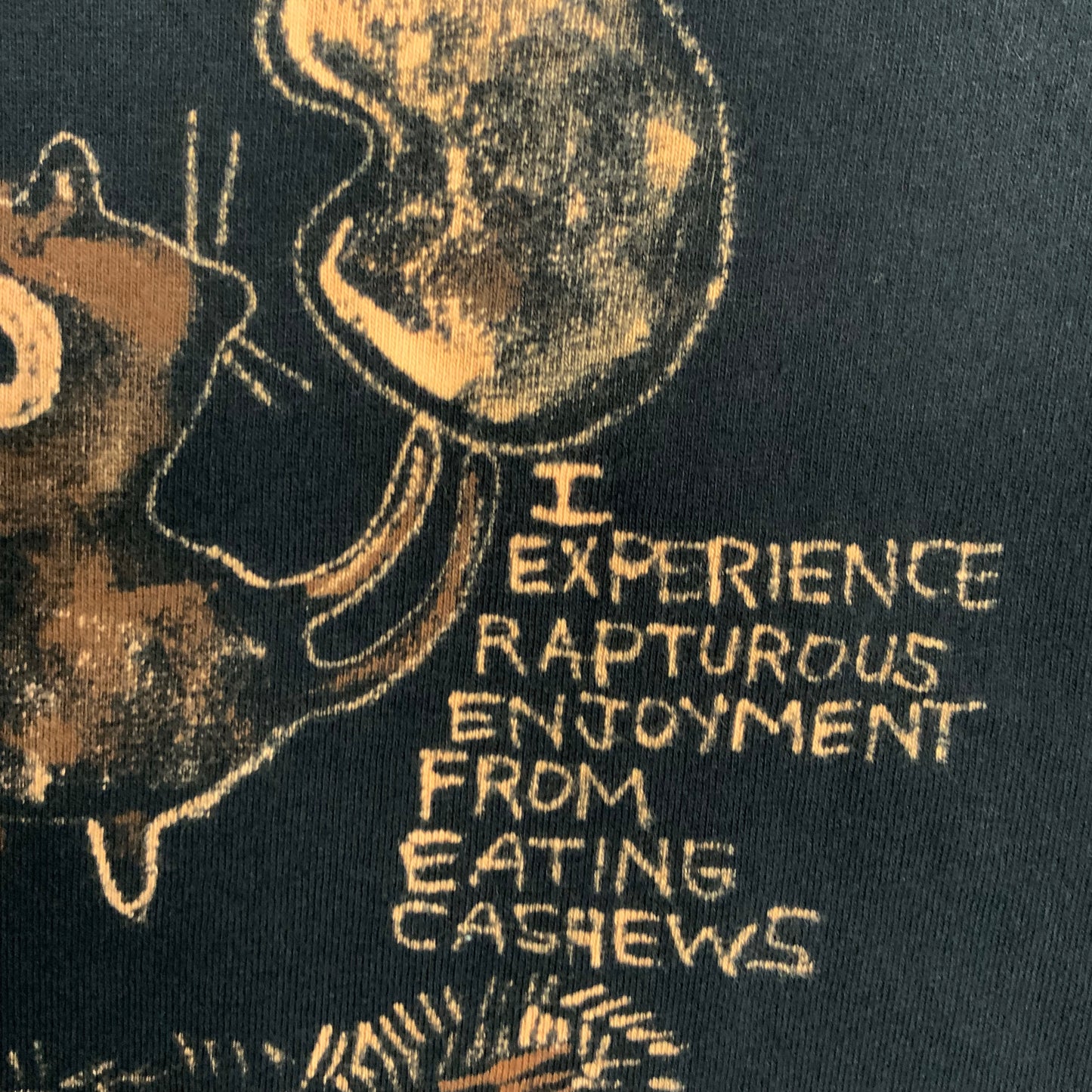 I Experience Rapturous Enjoyment From Eating Cashews - Medium Bleach-Painted T-Shirt