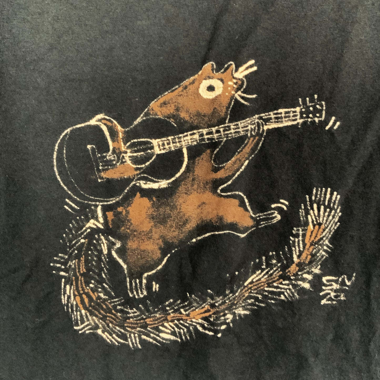 Guitar Squirrel - 4XL Bleach-Painted T-Shirt