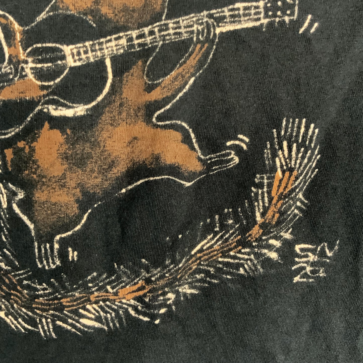 Guitar Squirrel - 4XL Bleach-Painted T-Shirt
