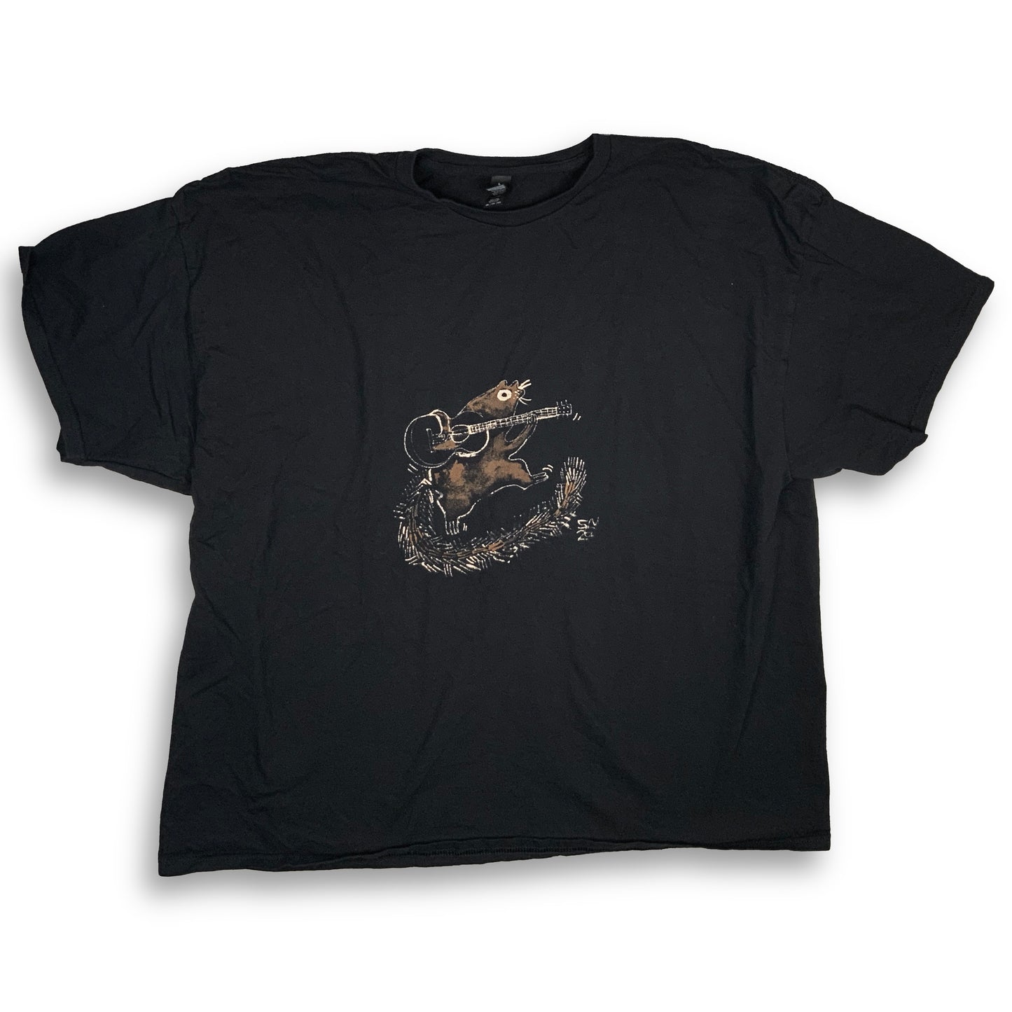Guitar Squirrel - 4XL Bleach-Painted T-Shirt