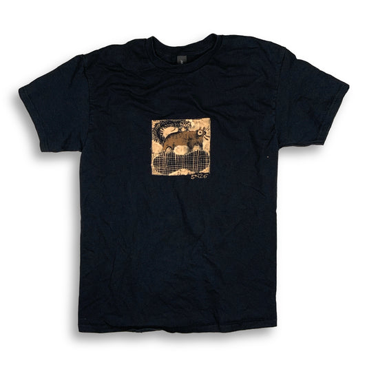 Faux Linocut Squirrel - Medium Bleach-Painted T-Shirt