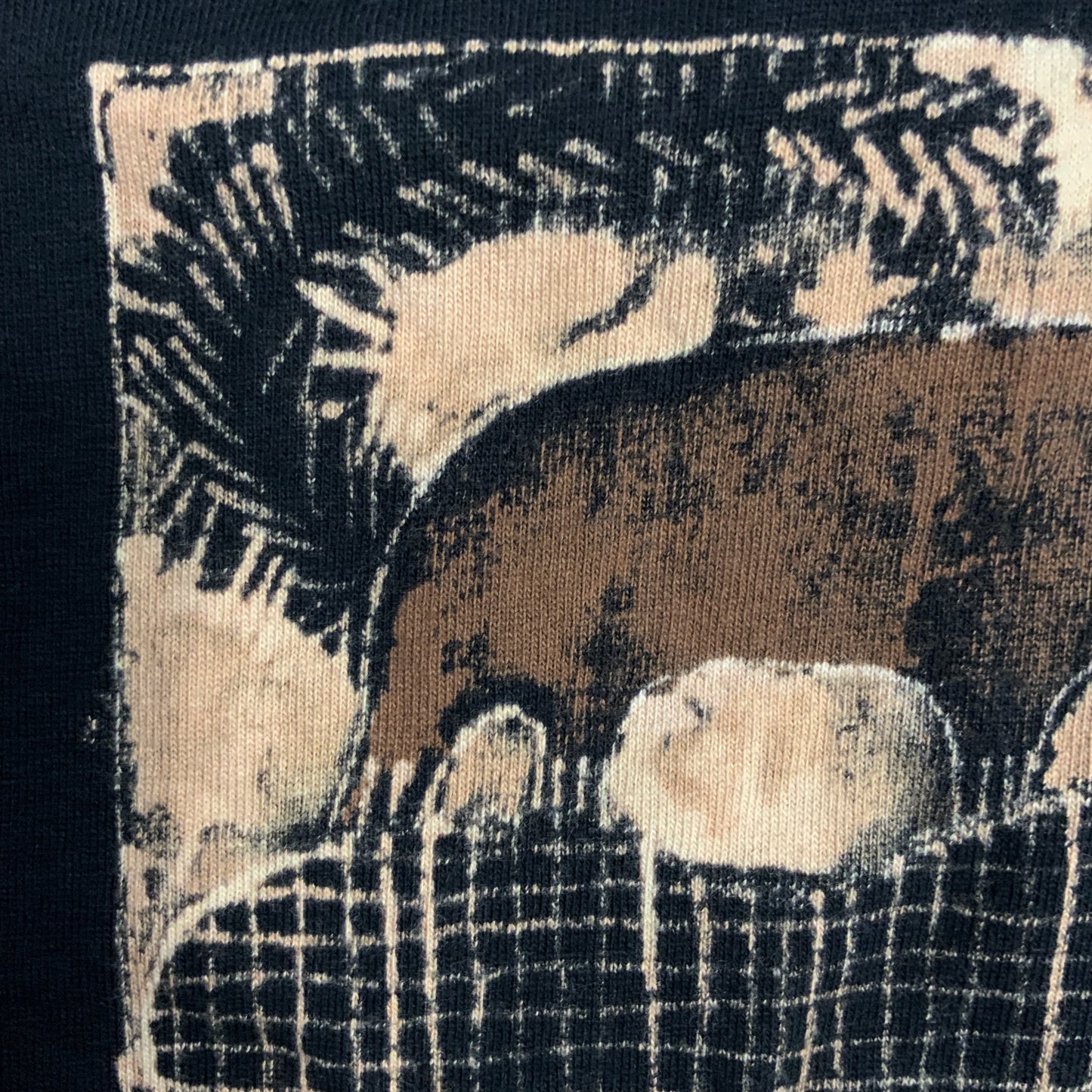 Faux Linocut Squirrel - Medium Bleach-Painted T-Shirt