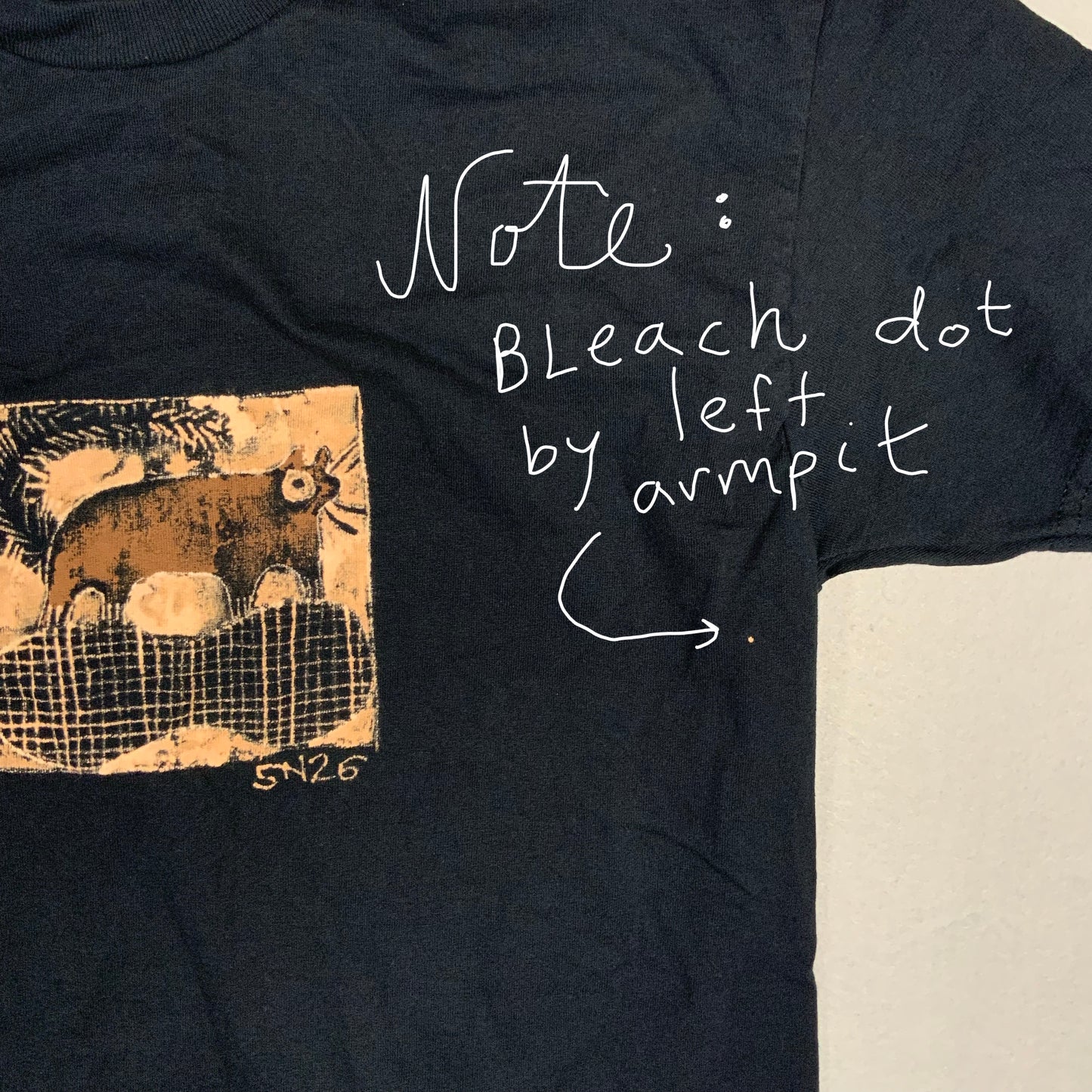 Faux Linocut Squirrel - Medium Bleach-Painted T-Shirt