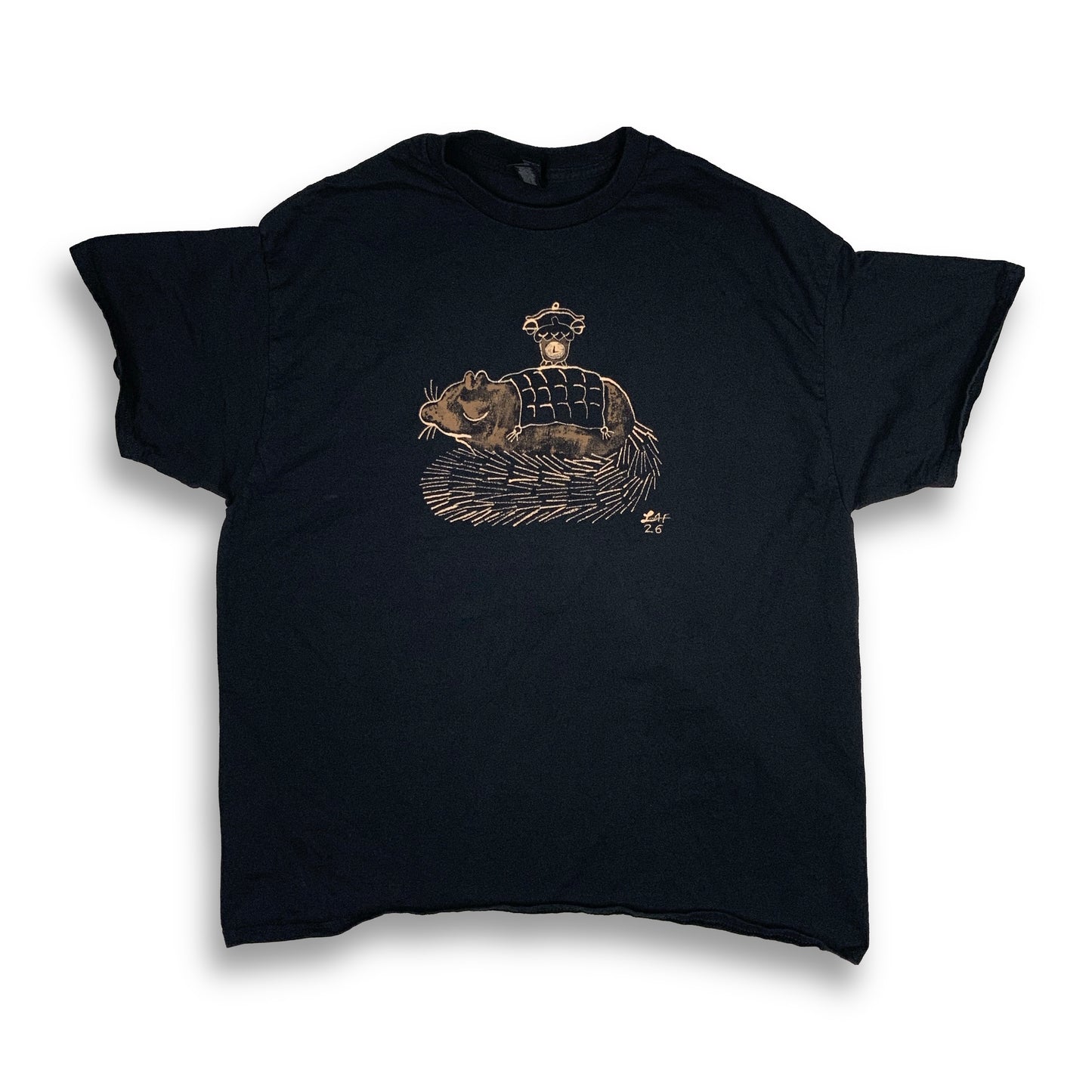 Sleepy Squirrel - XL Bleach-Painted T-Shirt
