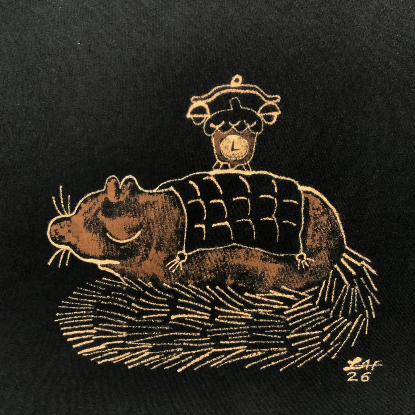 Sleepy Squirrel - XL Bleach-Painted T-Shirt