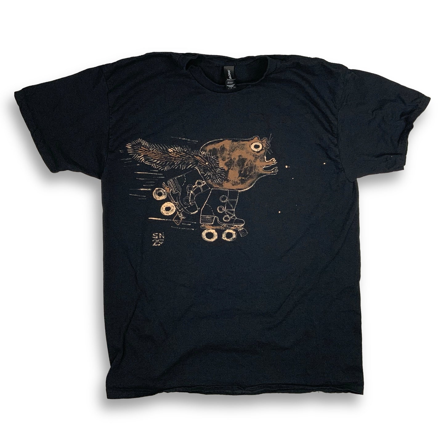 Roller Squirrel - Large Bleach-Painted T-Shirt