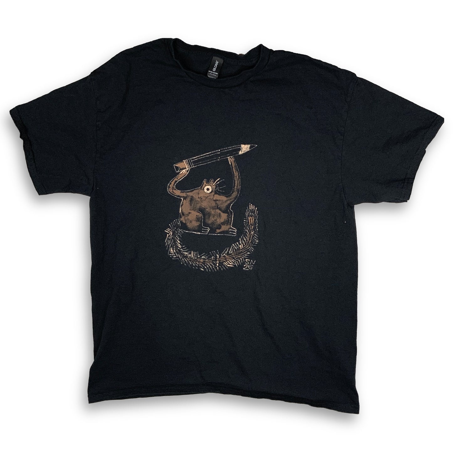 Pencil Squirrel - Large Bleach-Painted T-Shirt