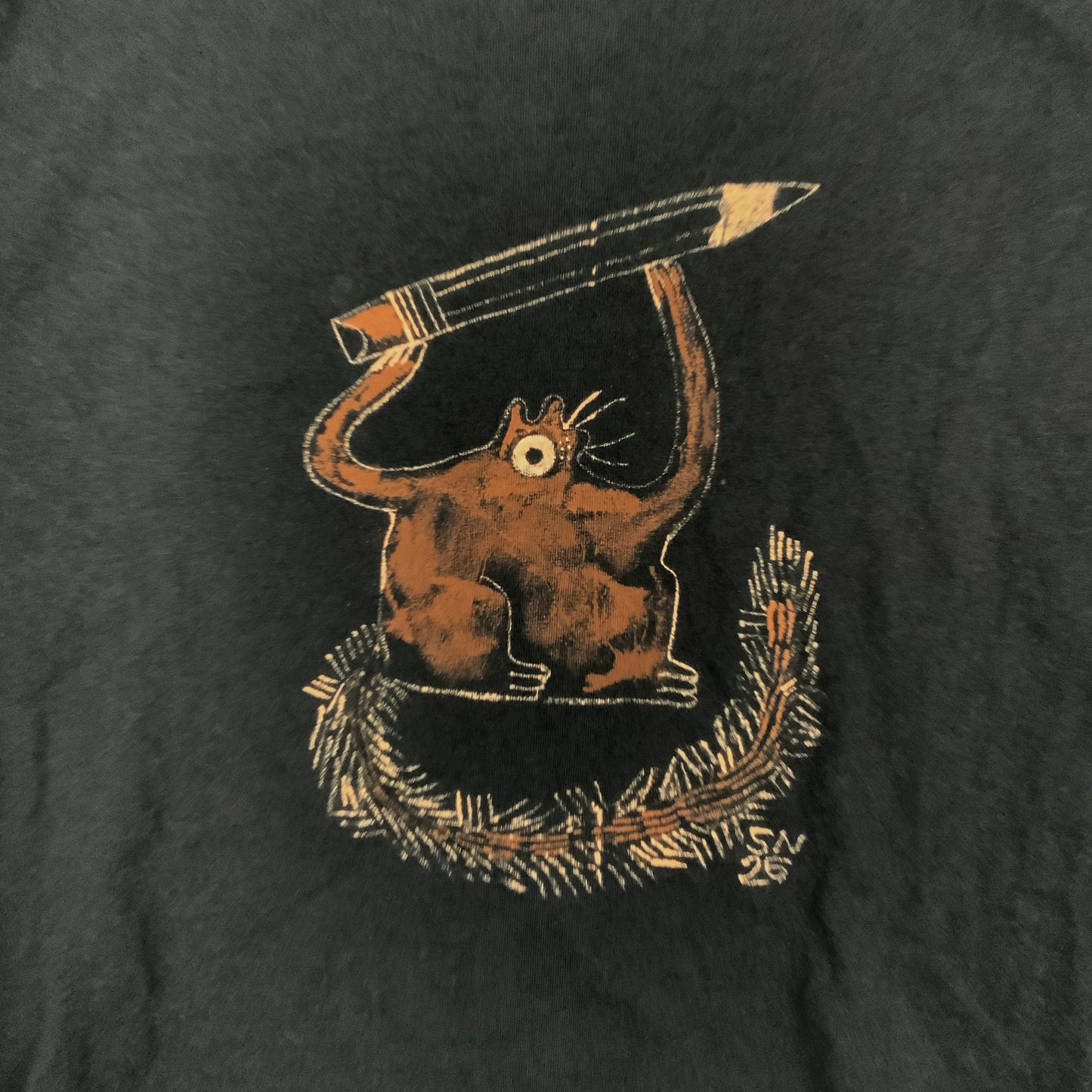Pencil Squirrel - Large Bleach-Painted T-Shirt