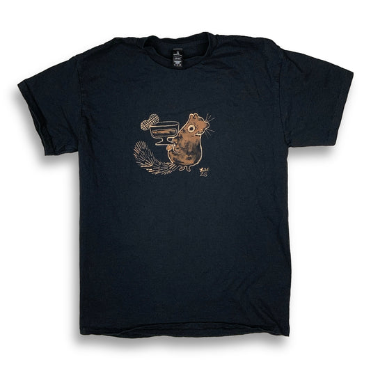 Martini Squirrel - Medium Bleach-Painted T-Shirt