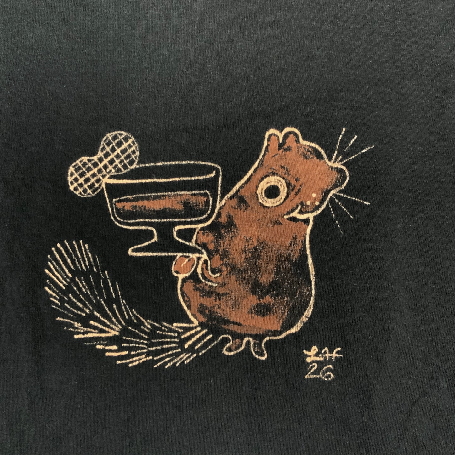 Martini Squirrel - Medium Bleach-Painted T-Shirt