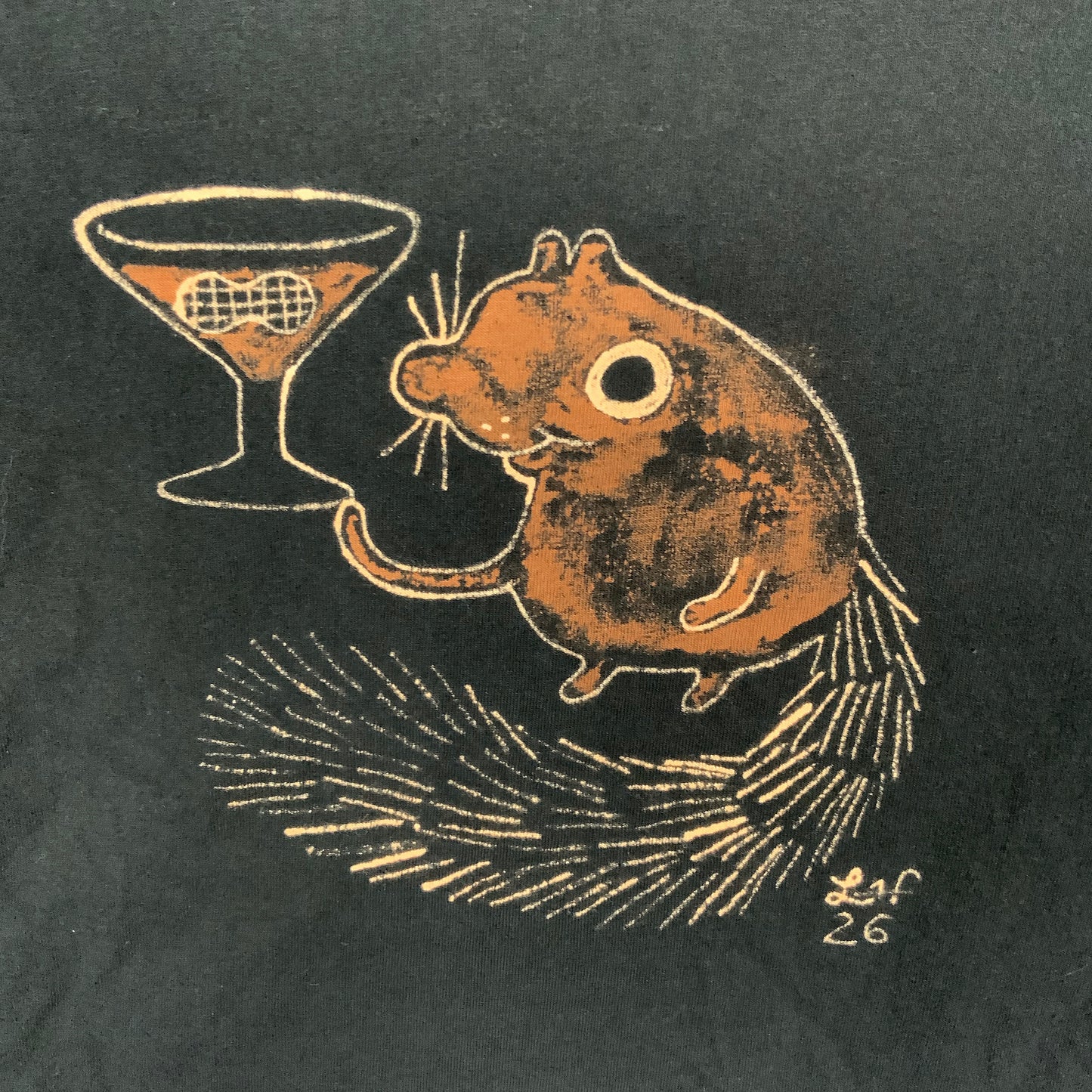 Martini Squirrel - 3XL Bleach-Painted T-Shirt