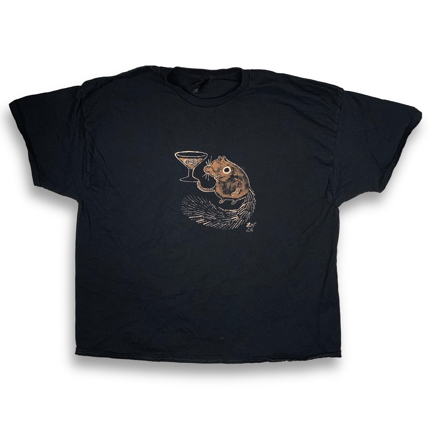 Martini Squirrel - 3XL Bleach-Painted T-Shirt
