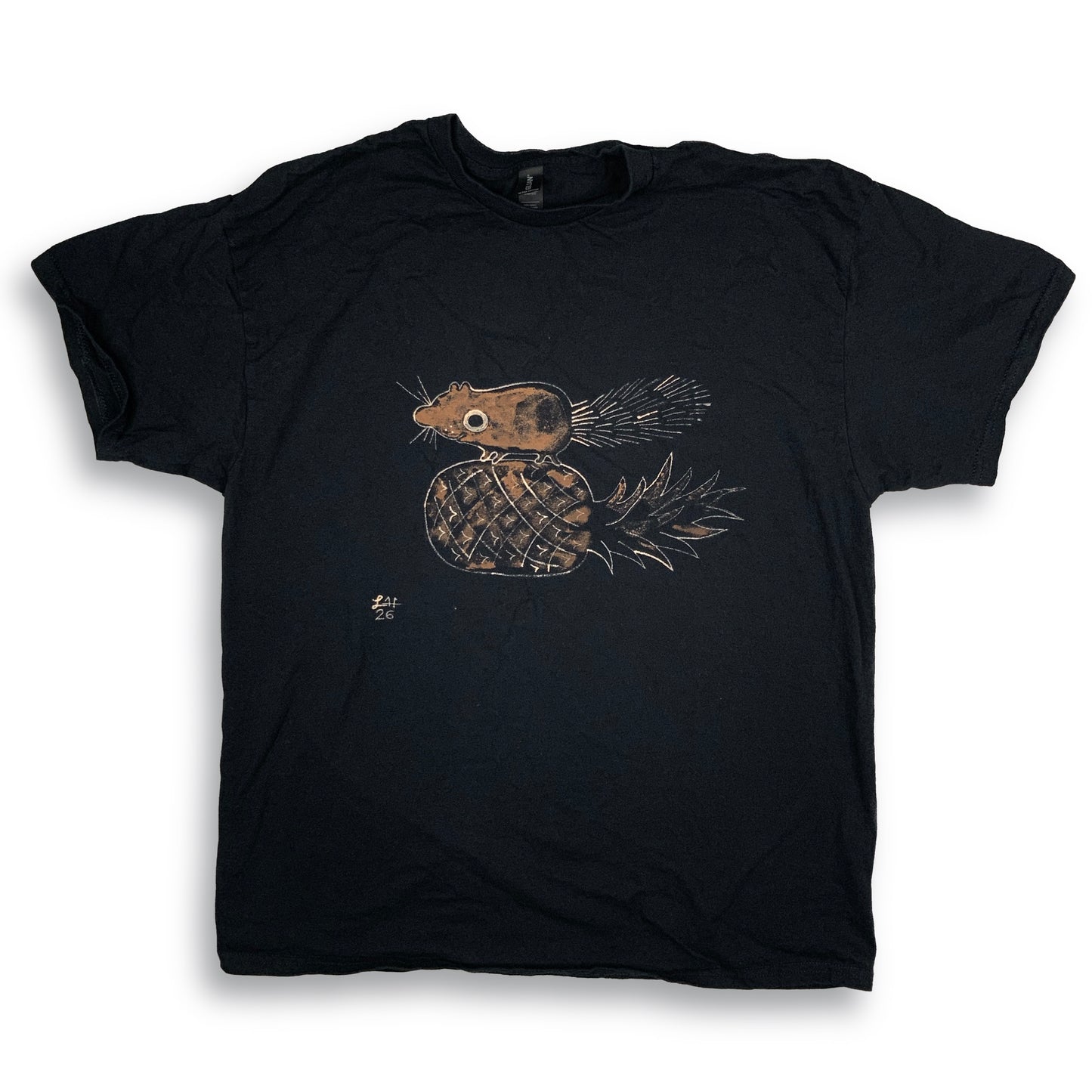 Pineapple Squirrel - XL Bleach-Painted T-Shirt