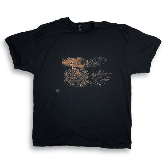 Pineapple Squirrel - XL Bleach-Painted T-Shirt