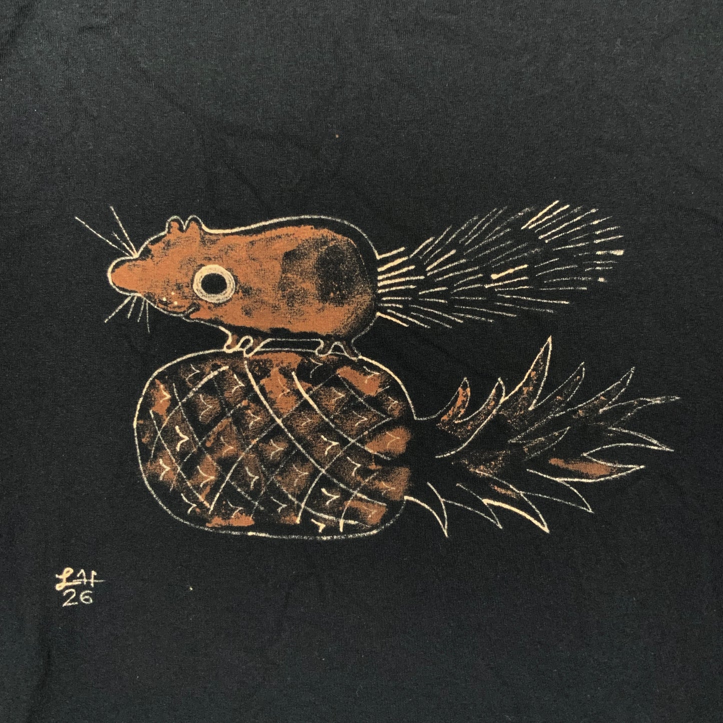 Pineapple Squirrel - XL Bleach-Painted T-Shirt