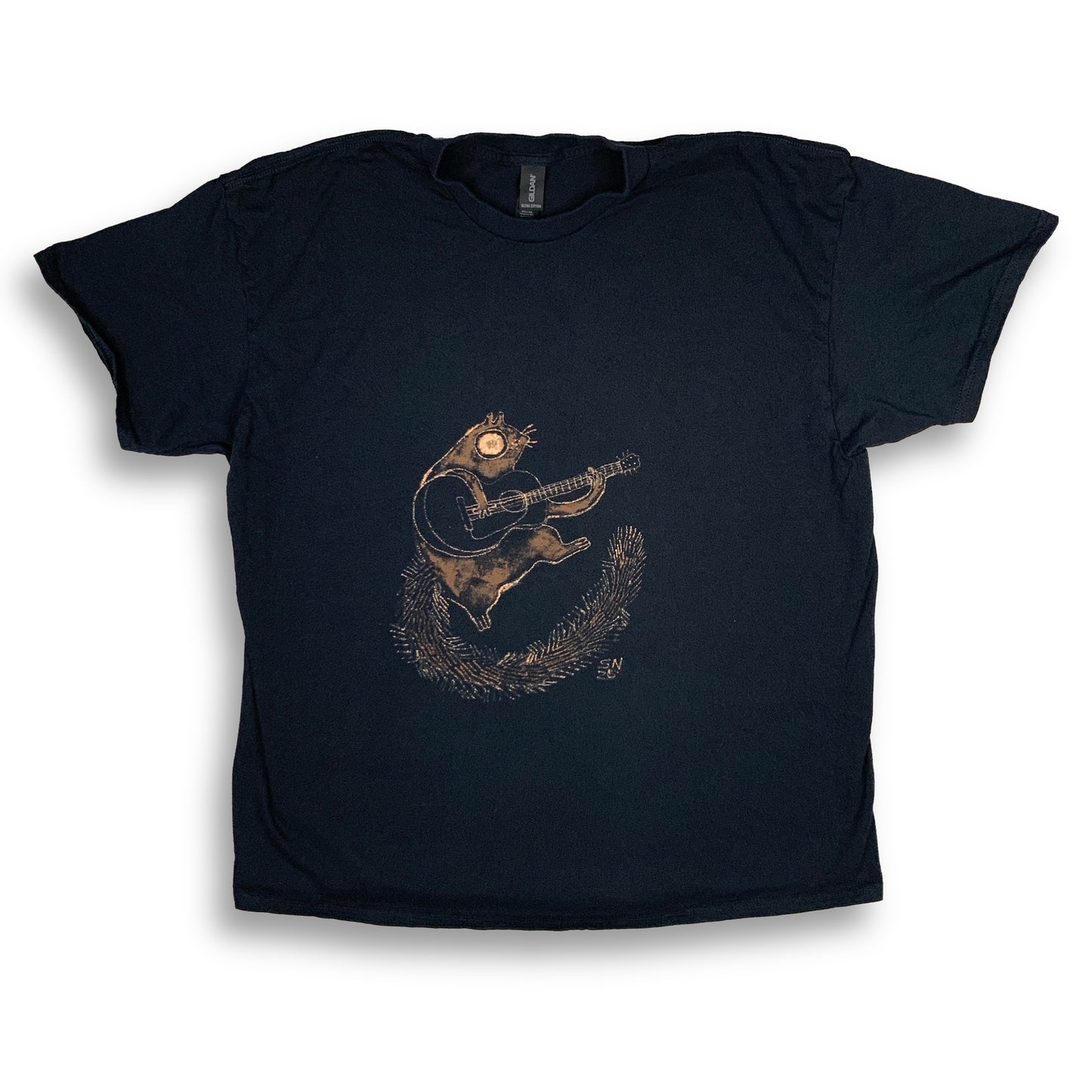 Guitar Squirrel - XL Bleach-Painted T-Shirt