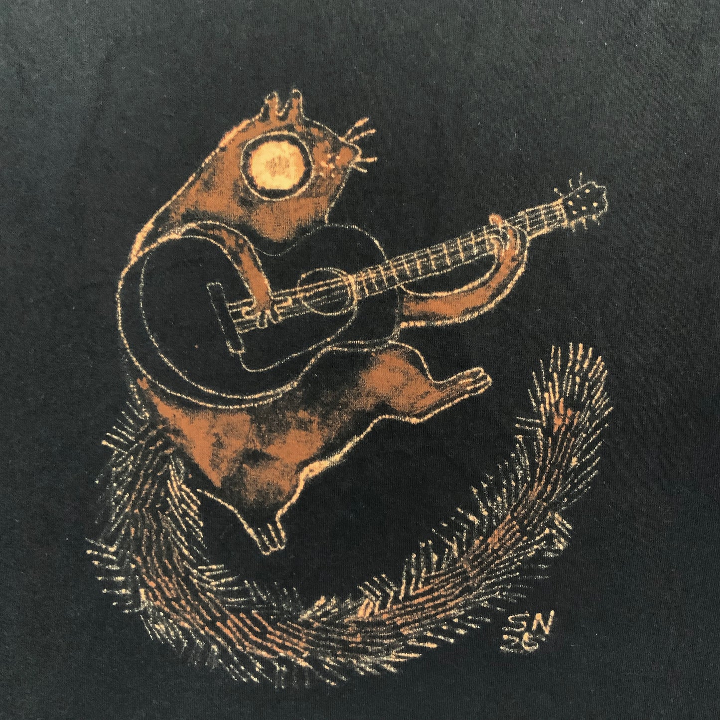 Guitar Squirrel - XL Bleach-Painted T-Shirt