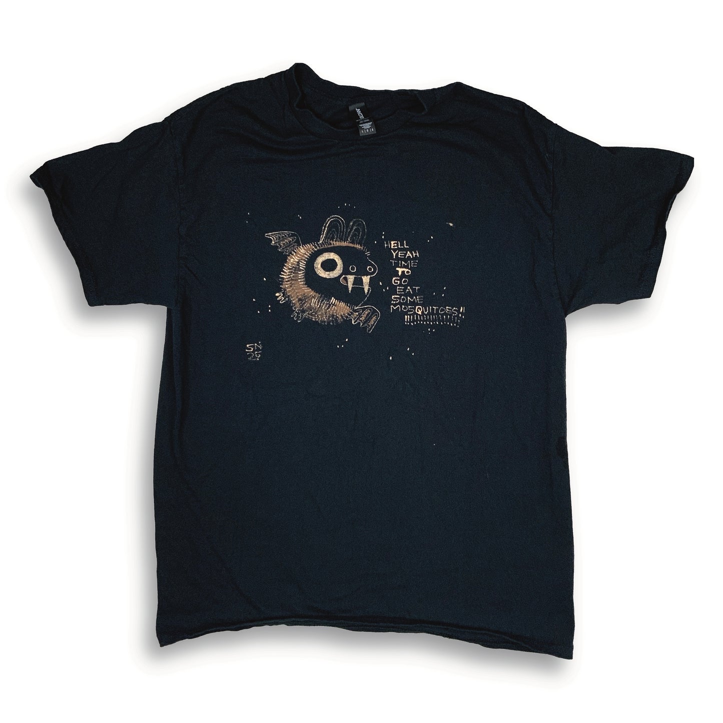 Hell Yeah Time To Go Eat Some Mosquitoes - Large Bleach-Painted T-Shirt