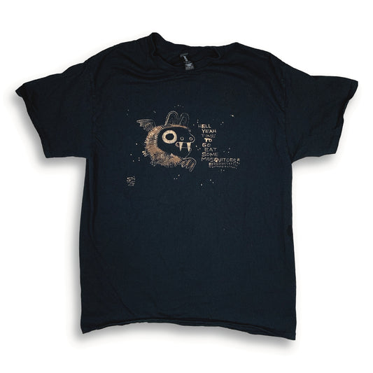 Hell Yeah Time To Go Eat Some Mosquitoes - Large Bleach-Painted T-Shirt