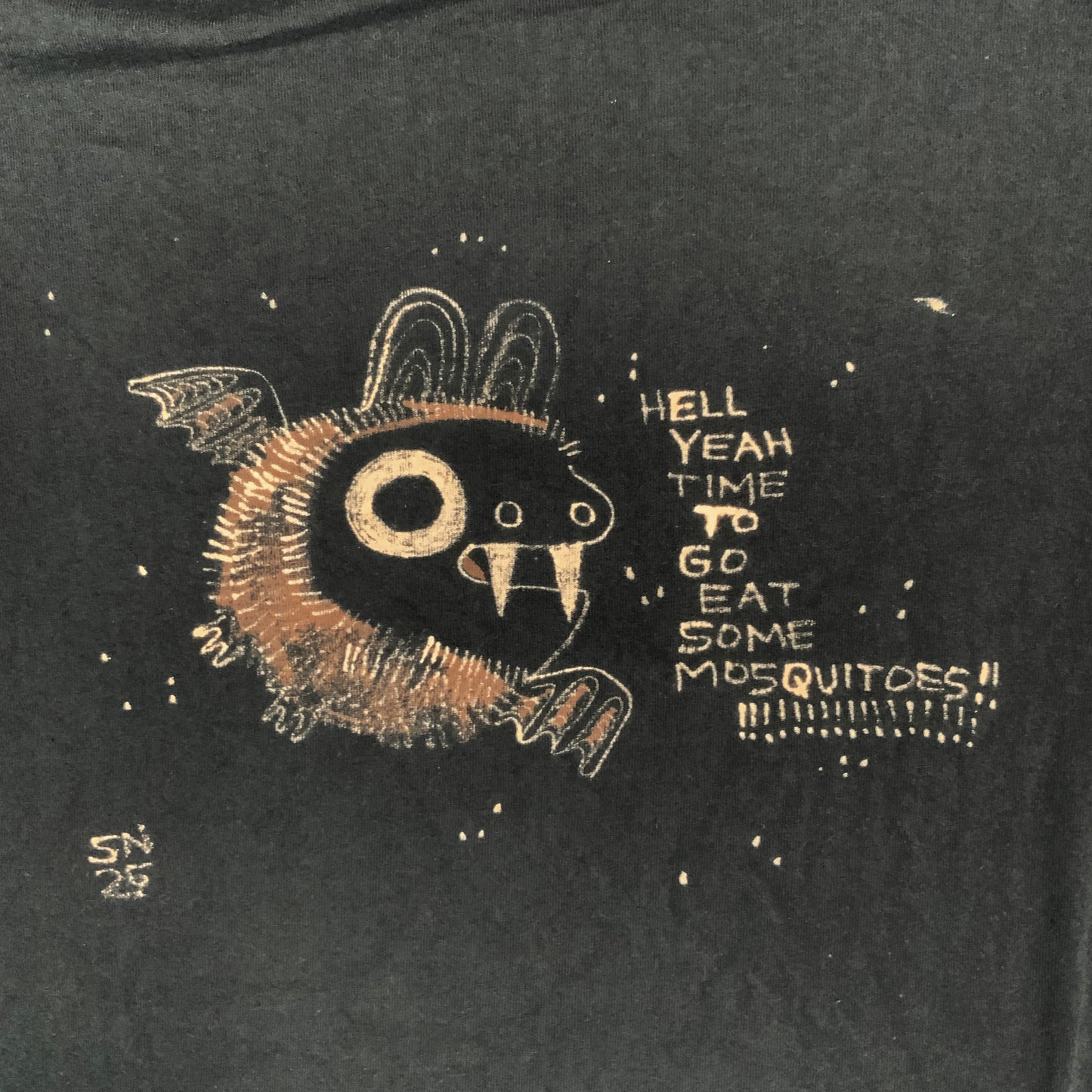 Hell Yeah Time To Go Eat Some Mosquitoes - Large Bleach-Painted T-Shirt