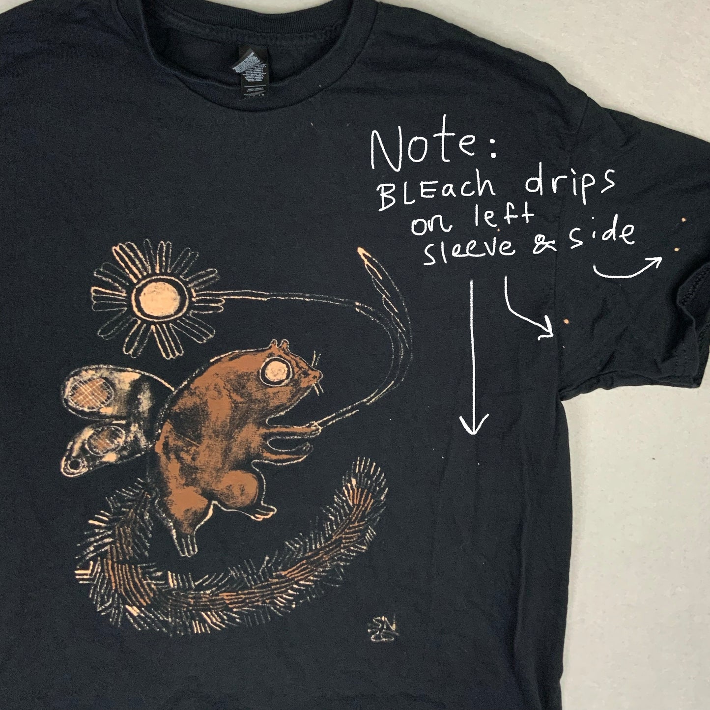Fairy Squirrel - Large Bleach-Painted T-Shirt