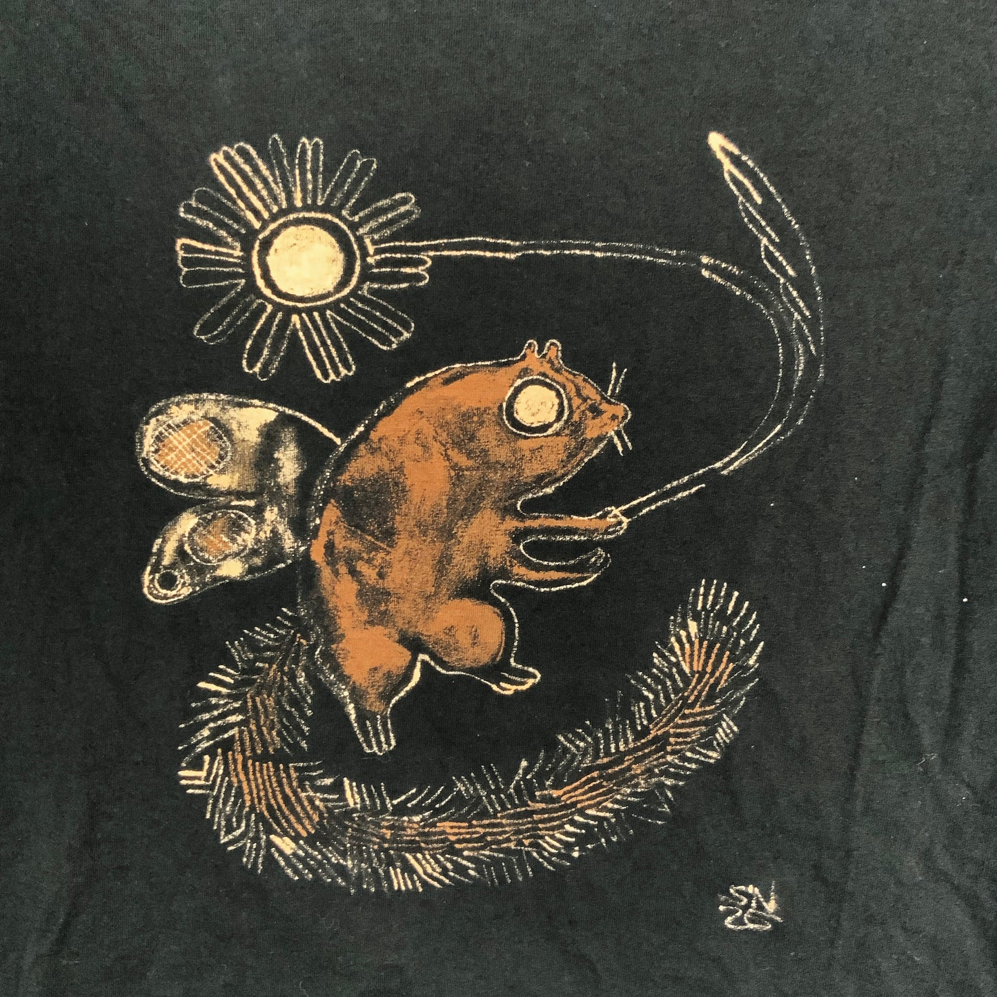 Fairy Squirrel - Large Bleach-Painted T-Shirt