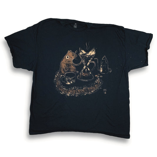 Pour Over Coffee Squirrel - 2X Bleach Painted T-Shirt