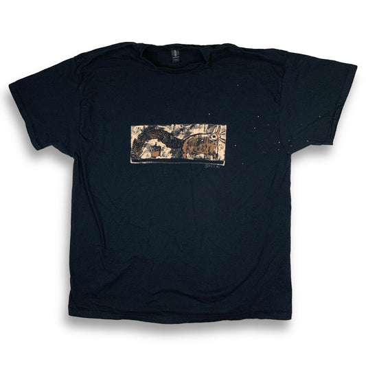 Faux Linocut Squirrel - XL Bleach-Painted T-Shirt