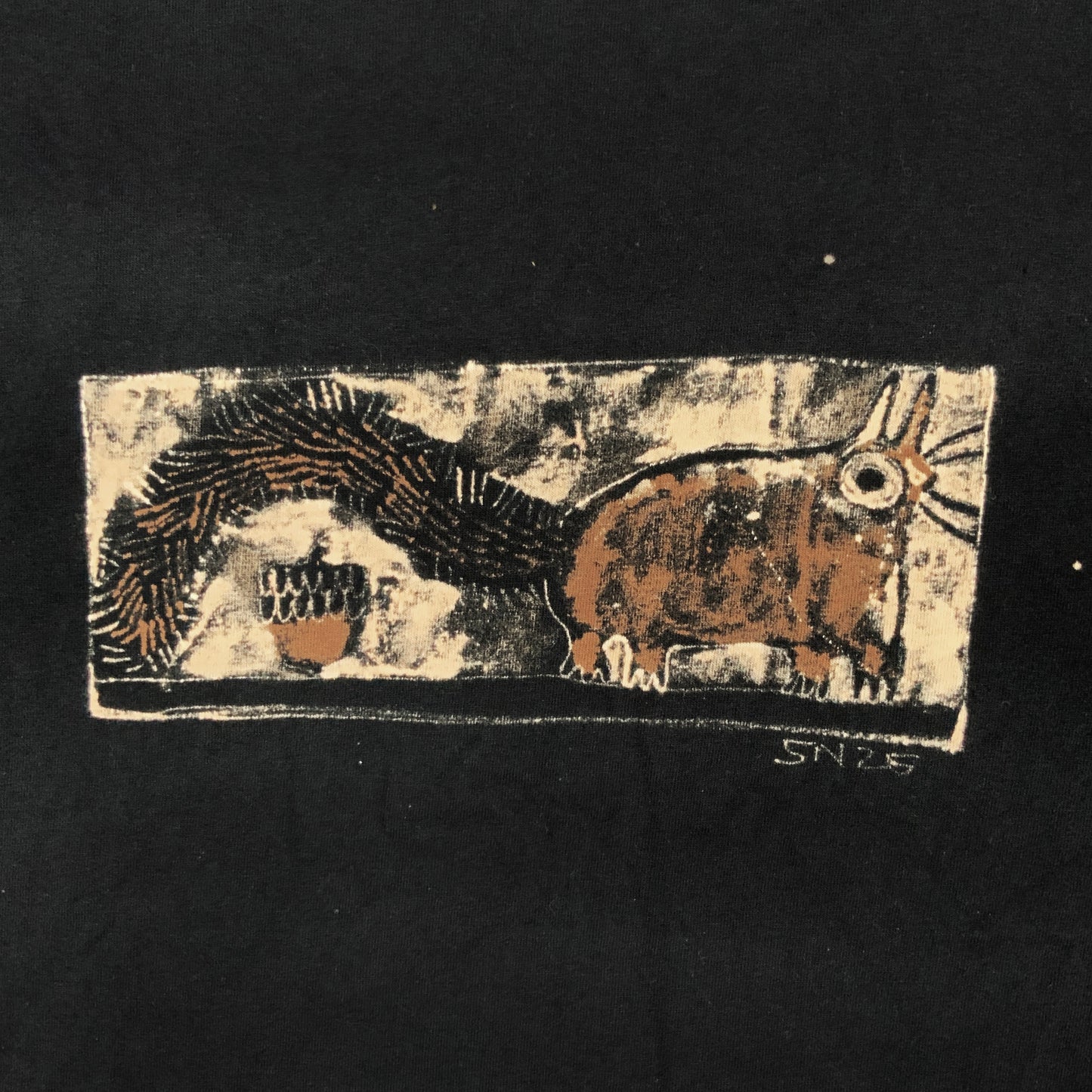 Faux Linocut Squirrel - XL Bleach-Painted T-Shirt