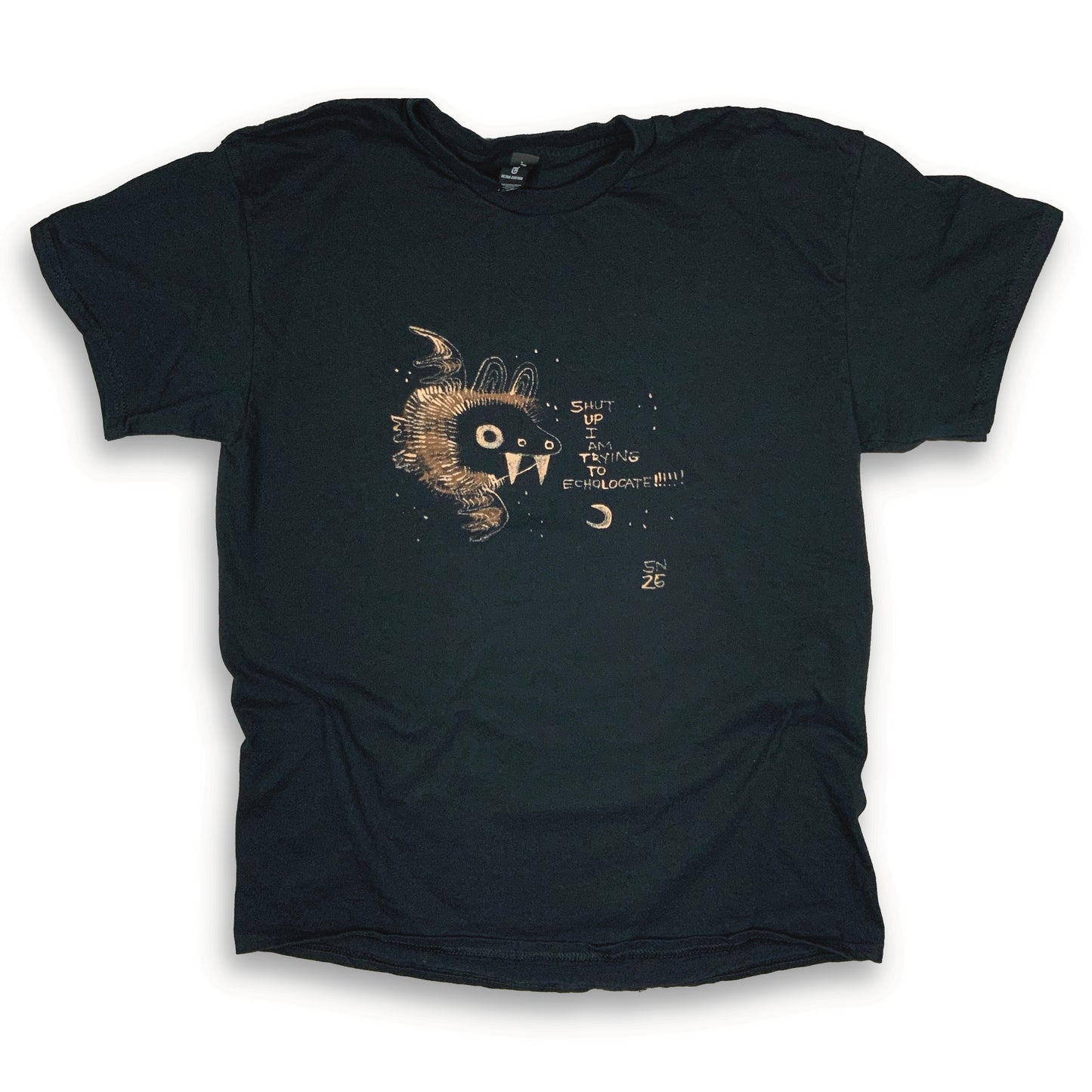 Shut Up I Am Trying To Echolocate - Large Bleach-Painted T-Shirt