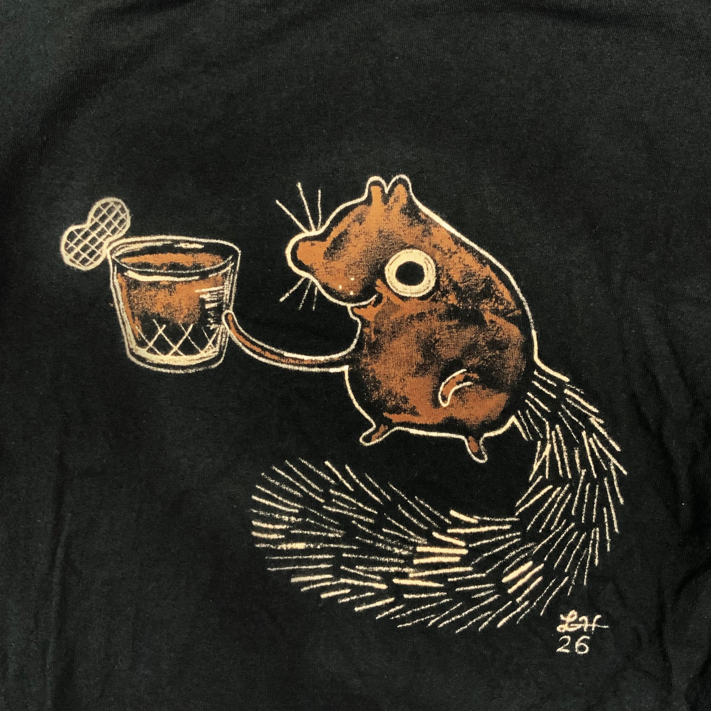 Cocktail Squirrel - XL Bleach-Painted T-Shirt