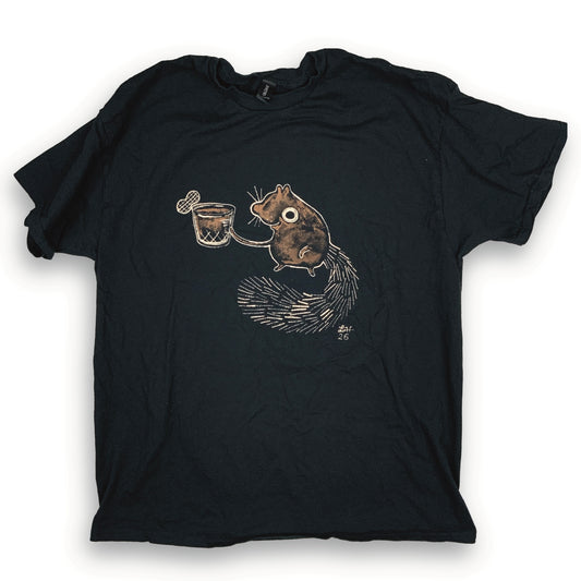 Cocktail Squirrel - XL Bleach-Painted T-Shirt