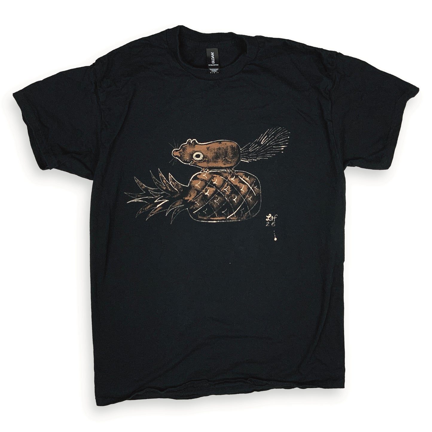 Pineapple Squirrel - Medium Bleach-Painted T-Shirt