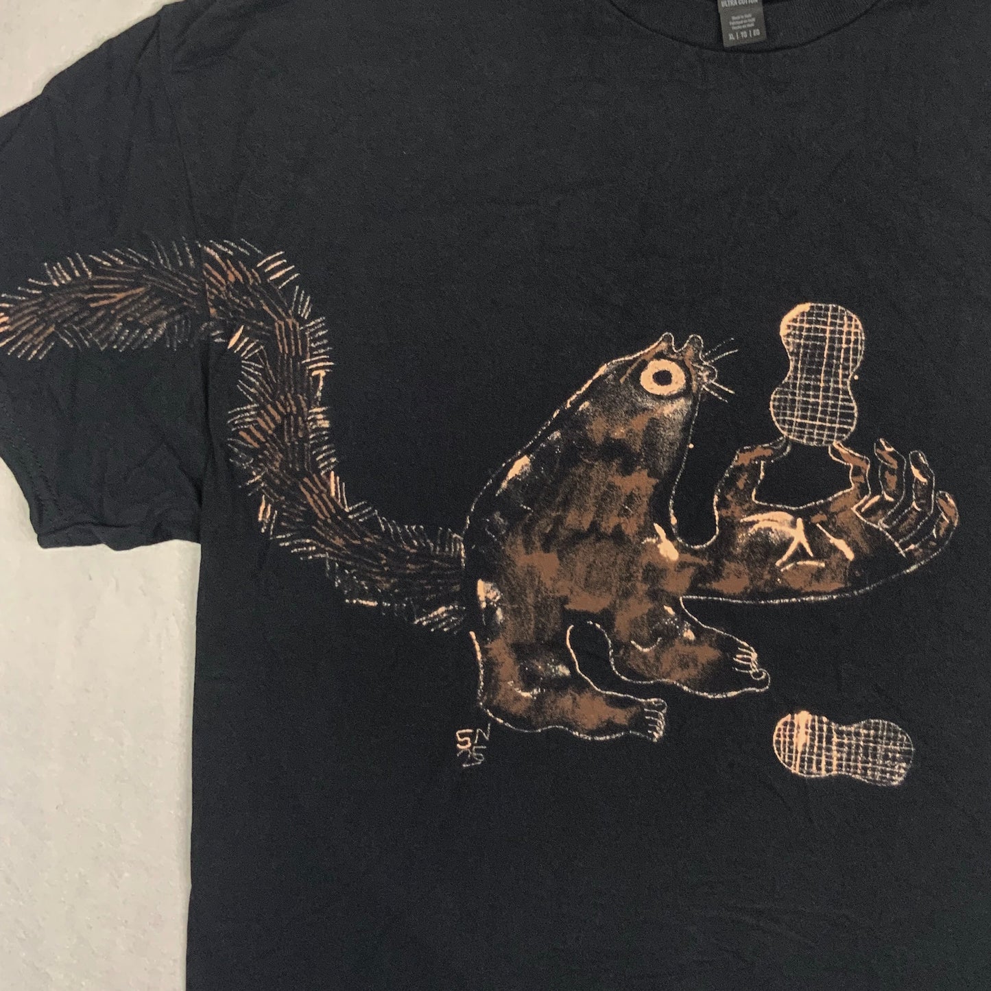 Human Appendages Squirrel - XL Bleach-Painted T-Shirt
