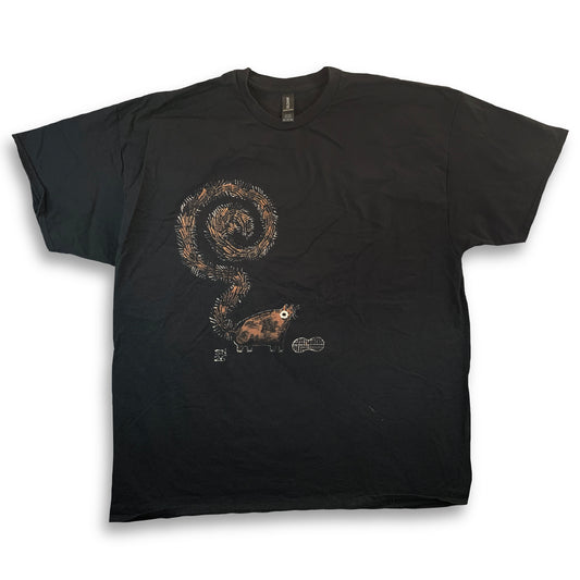 Spiral Tail Squirrel - 2XL Bleach-Painted T-Shirt