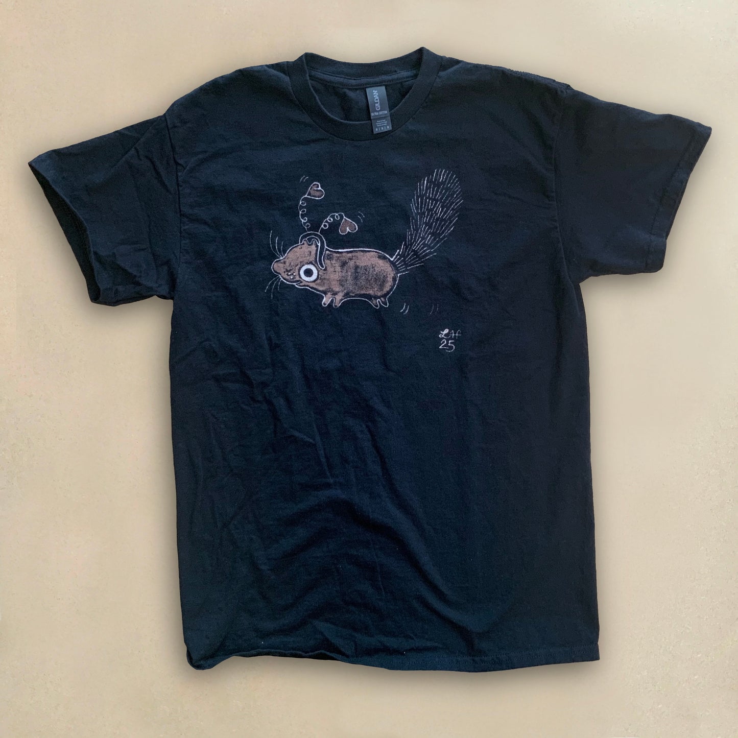 Heart Bopper Squirrel - Medium Bleach Painted T-Shirt