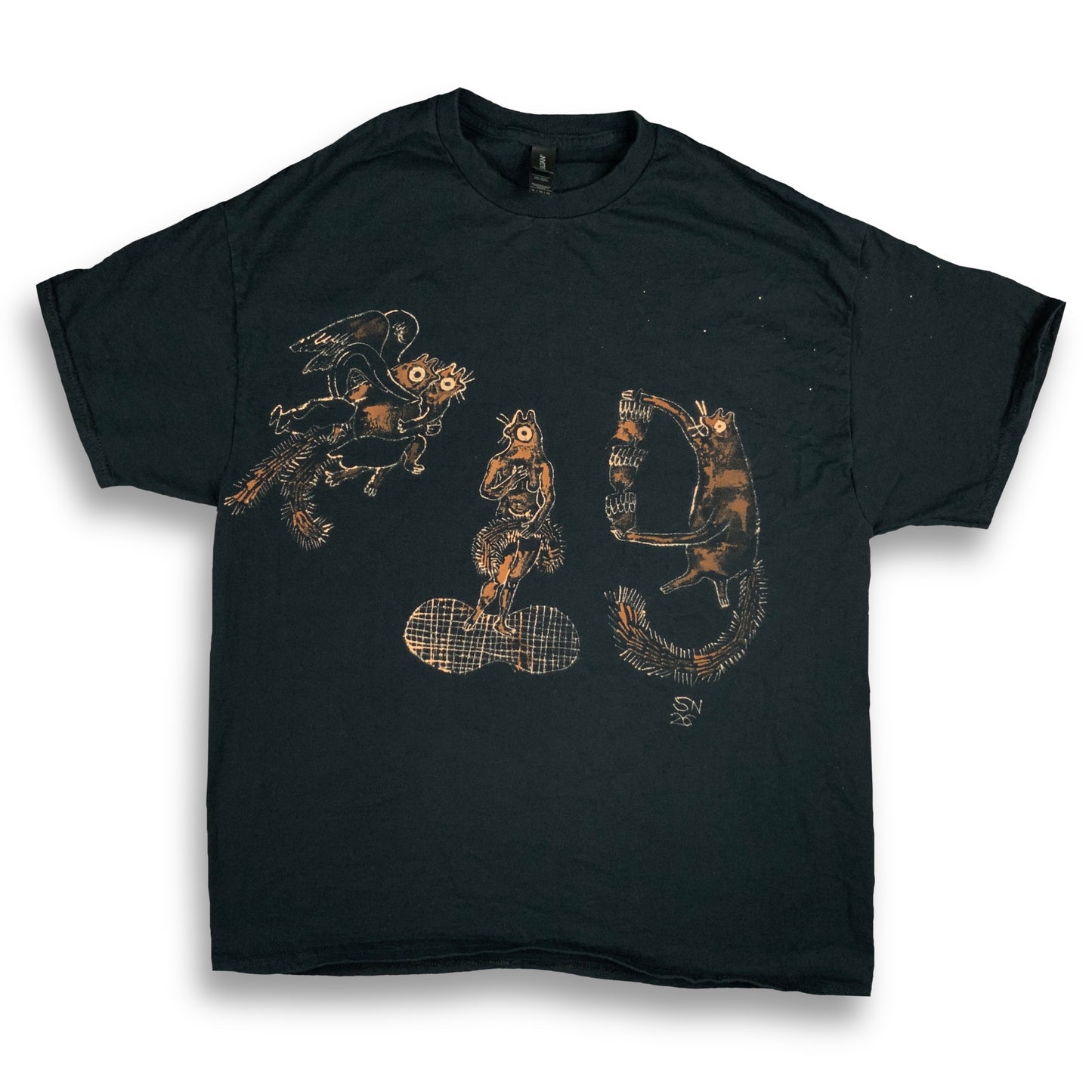 Birth of Squenus - Large Bleach-Painted T-Shirt